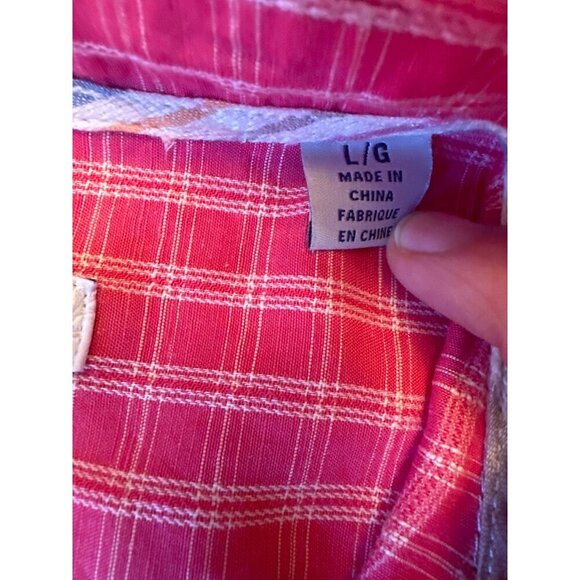 Tommy Bahama Mens Red Plaid Button-Down Shirt L/G Linen & Tencel - Picture 5 of 7